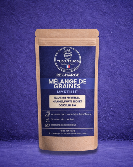 Recharge Tubatruc mélange de graines bio aux myrtilles.