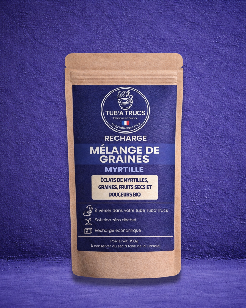 Recharge Tubatruc mélange de graines bio aux myrtilles.