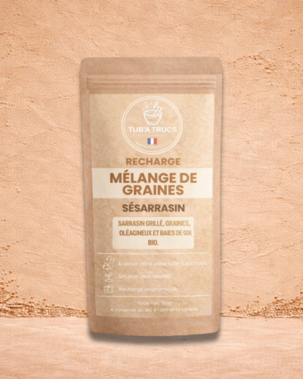Recharge Tubatruc mélange de graines bio sésame noir et sarrasin