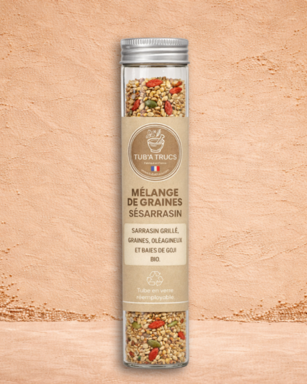 Tube rechargeable Tubatruc mélange de graines bio sésame noir et sarrasin